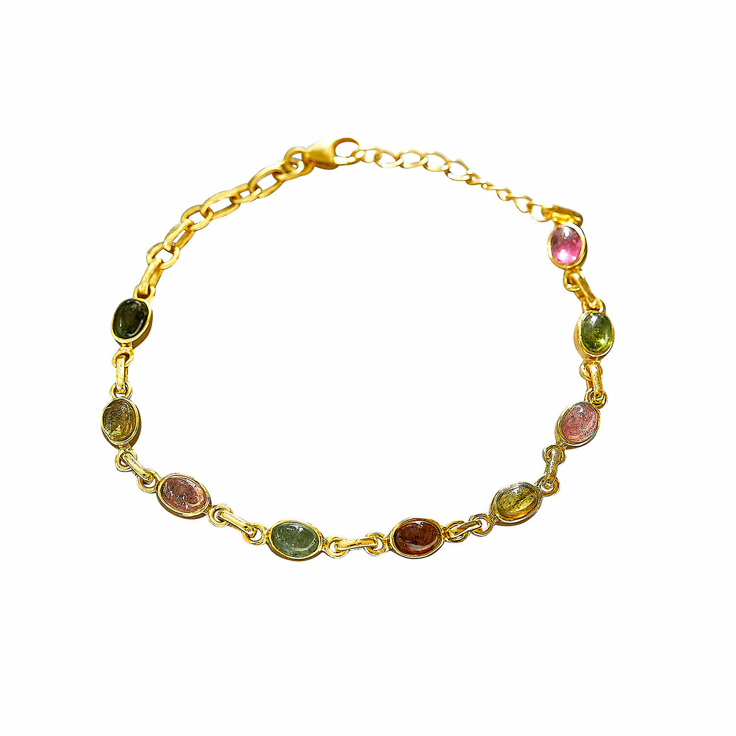 Bracelet Leilan Bracelet doré avec pierres ovales multicolores, bijou élégant pour femme