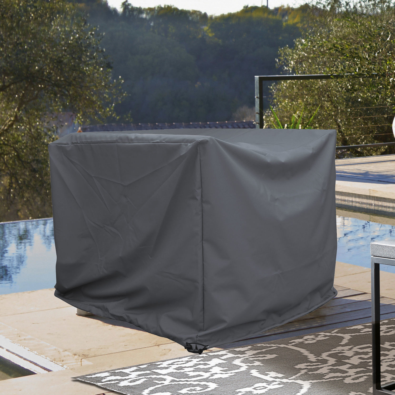 Housse Fourreau Housse de protection grise en tissu imperméable pour mobilier de jardin, résistante aux intempéries