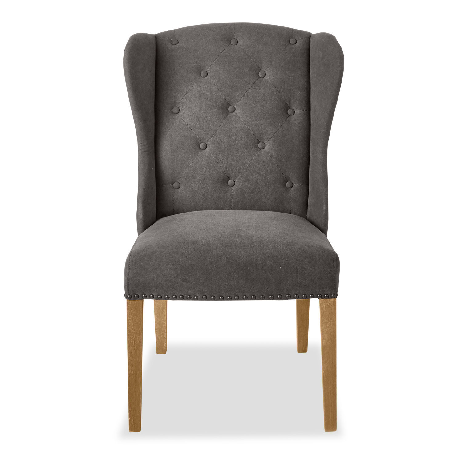 anthracite Fauteuil Remi anthracite en microfibre avec pieds en bois, chaise élégante pour salon moderne