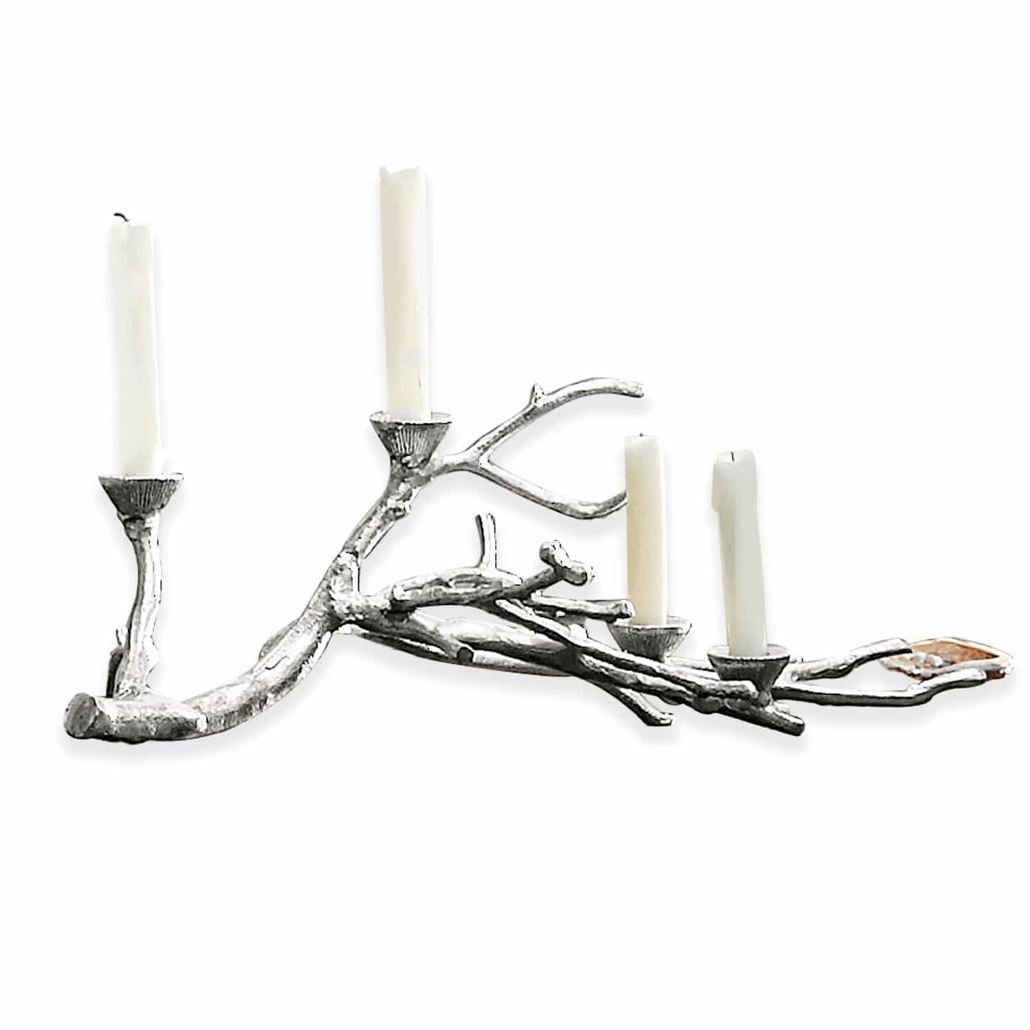 Chandelier Palle Chandelier en métal en forme de branche avec quatre bougies blanches, décoration élégante
