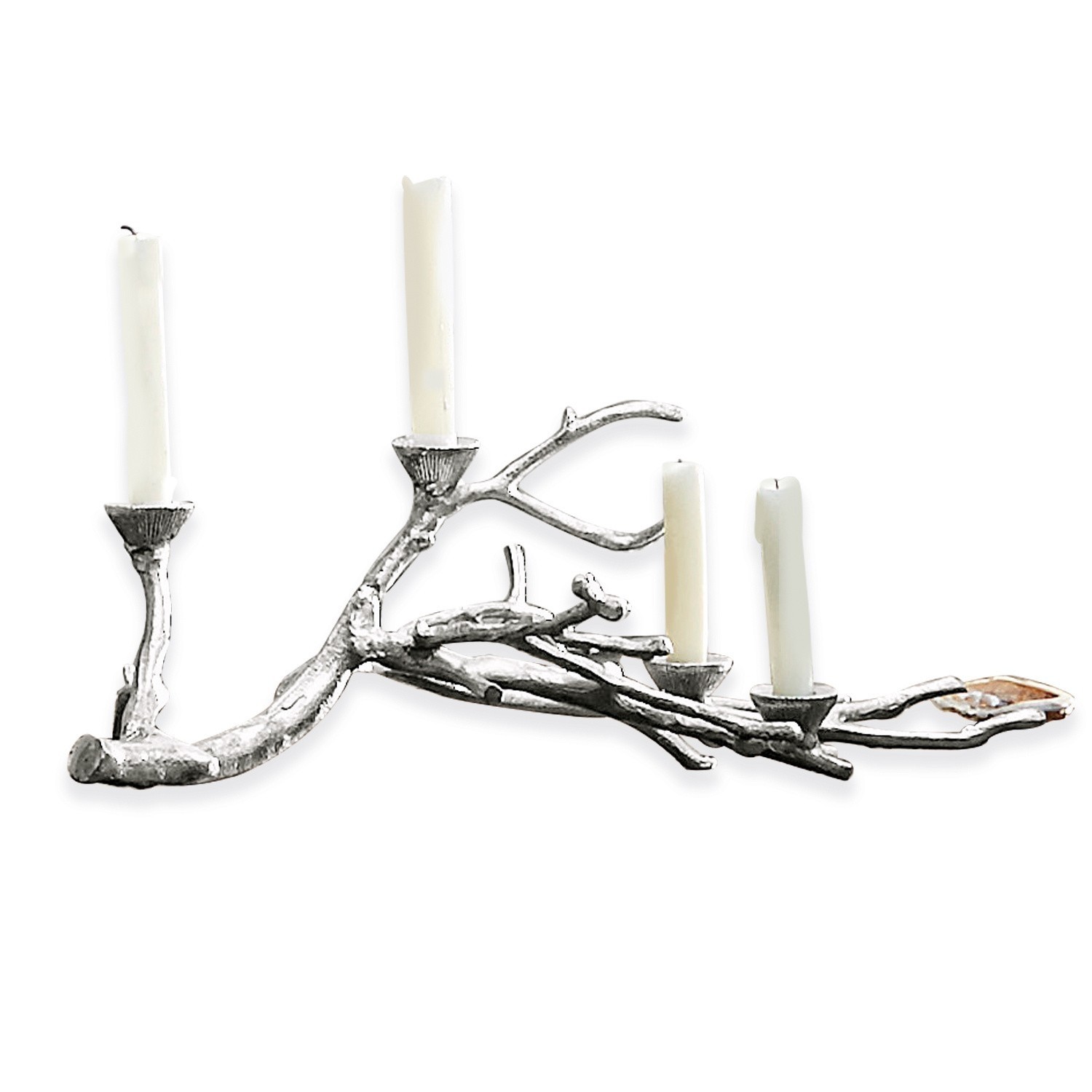 Chandelier Palle Chandelier en métal en forme de branche avec quatre bougies blanches, décoration élégante