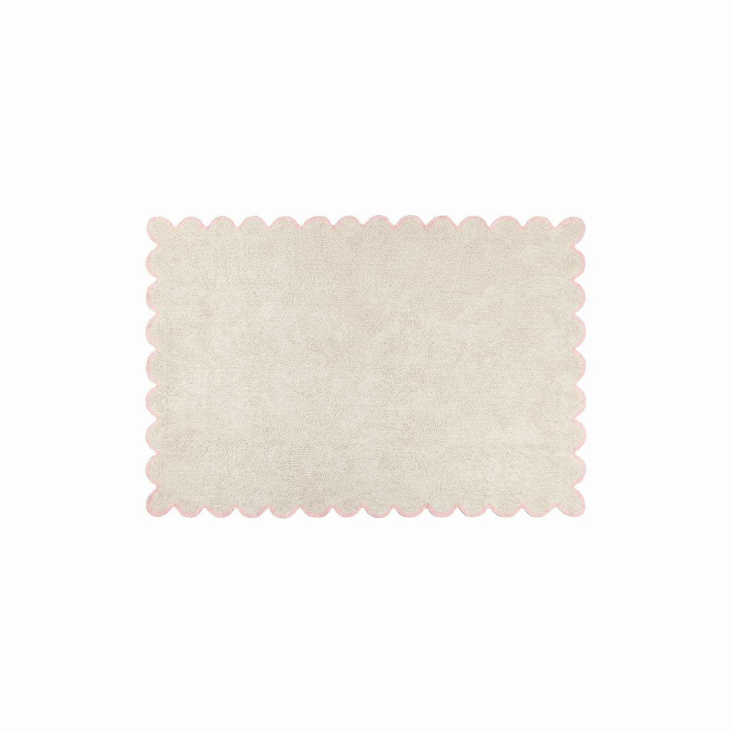 Tapis Fenvara Tapis de bain beige avec bordure rose ondulée, tissu doux, parfait pour salle de bain