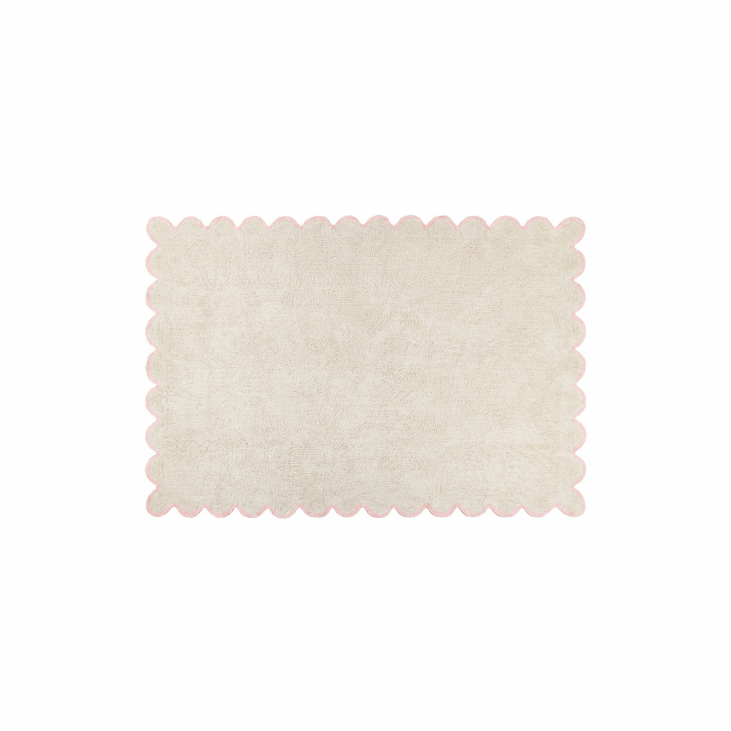 Tapis Fenvara Tapis de bain beige avec bordure rose ondulée, tissu doux, parfait pour salle de bain