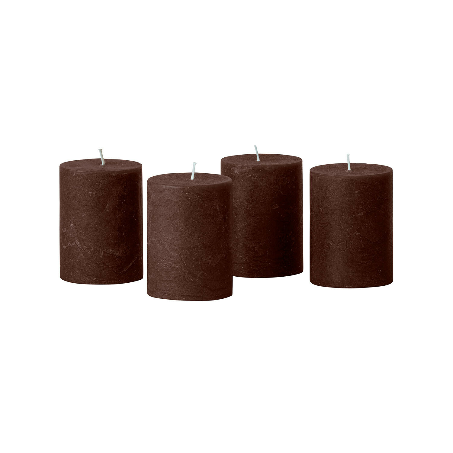marron foncé Lot de 4 bougies Virrans cylindriques en brun foncé, décorations d'intérieur élégantes