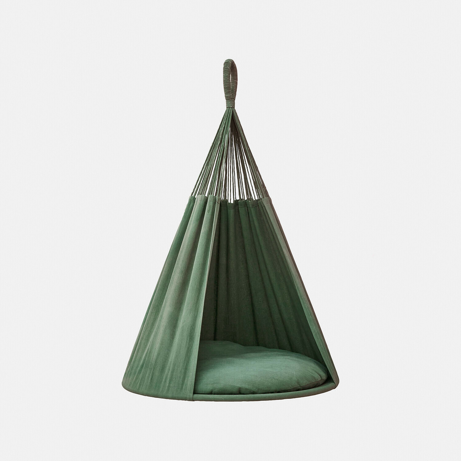 vert Fauteuil suspendu pour enfants Pixiboo vert en tissu avec coussin confortable, parfait pour chambre d'enfant