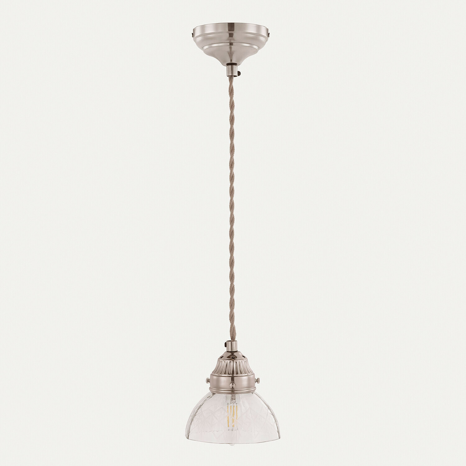 Suspension Montélie Suspension en métal avec abat-jour en verre transparent, design vintage pour éclairage intérieur