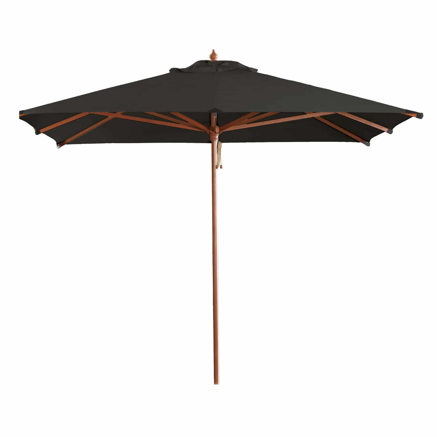 noir Parasol Barnet noir avec structure en bois, parfait pour terrasse et jardin, protection solaire efficace