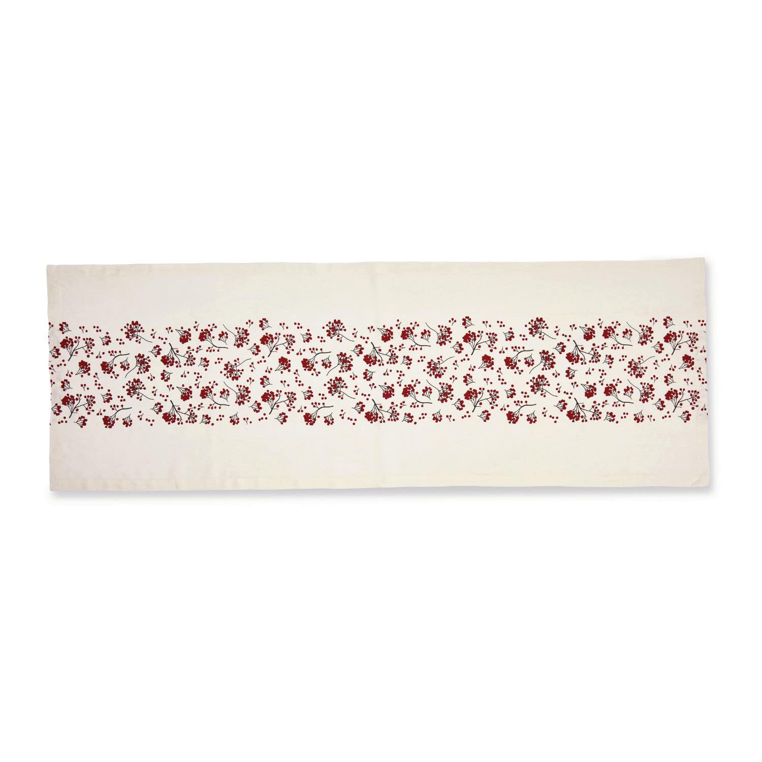 Chemin de table Vestré Chemin de table en coton blanc avec motif floral rouge, décoration de table élégante
