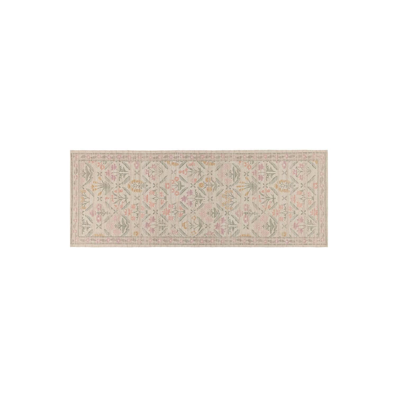 Tapis long Jardin d'Été Tapis beige avec motif floral pastel délicat, tissu doux pour décoration intérieure élégante