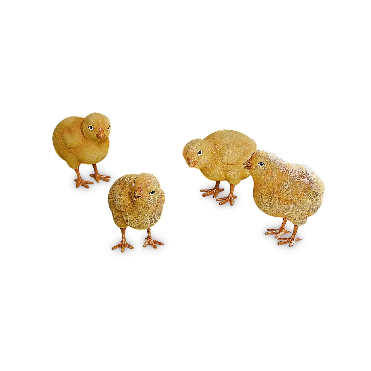 Lot de 4 poussins Wendolin Quatre figurines décoratives de poussins jaunes pour décoration intérieure et extérieure
