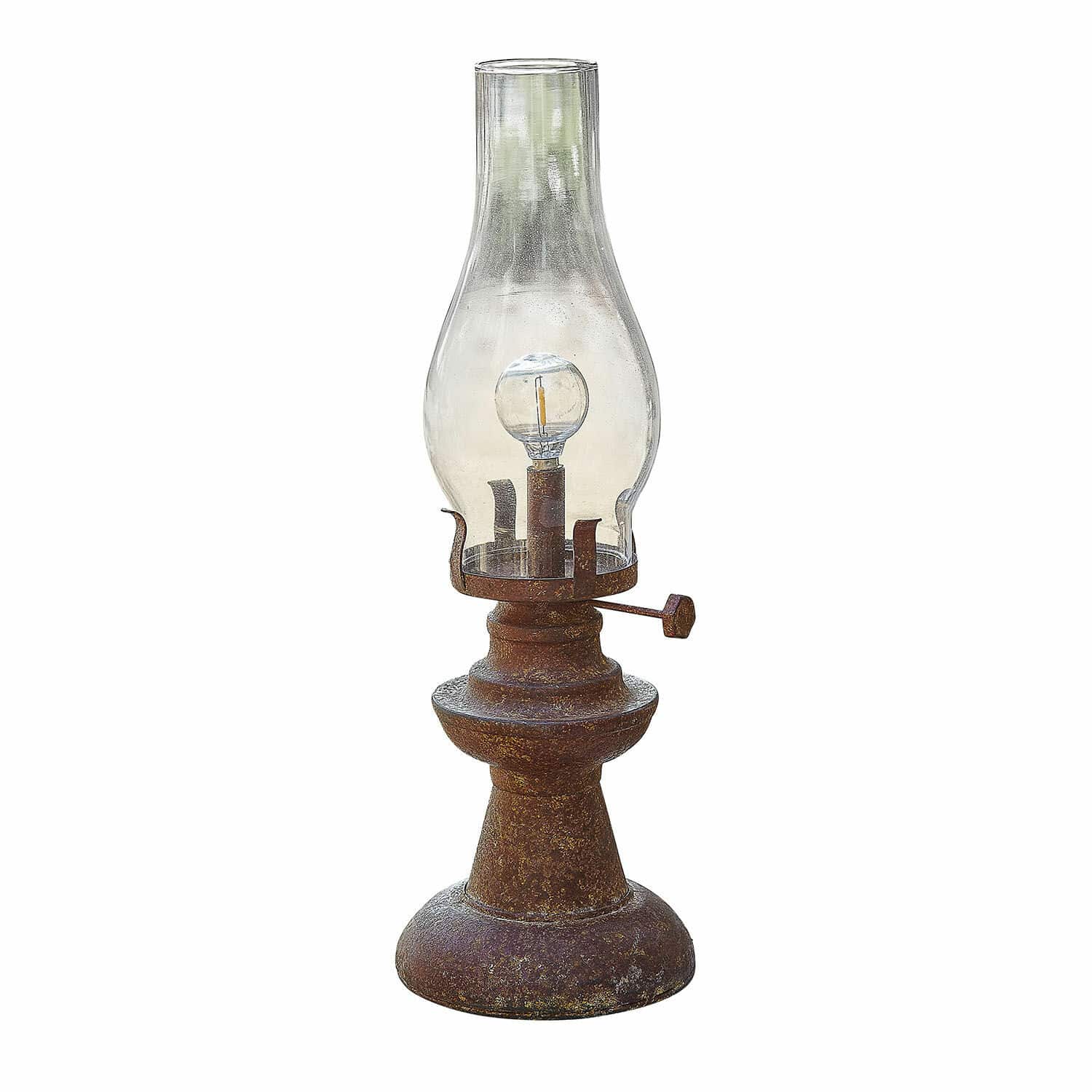 Lanterne LED rechargeable Chexbres Lanterne décorative en métal rouillé avec abat-jour en verre transparent pour éclairage intérieur