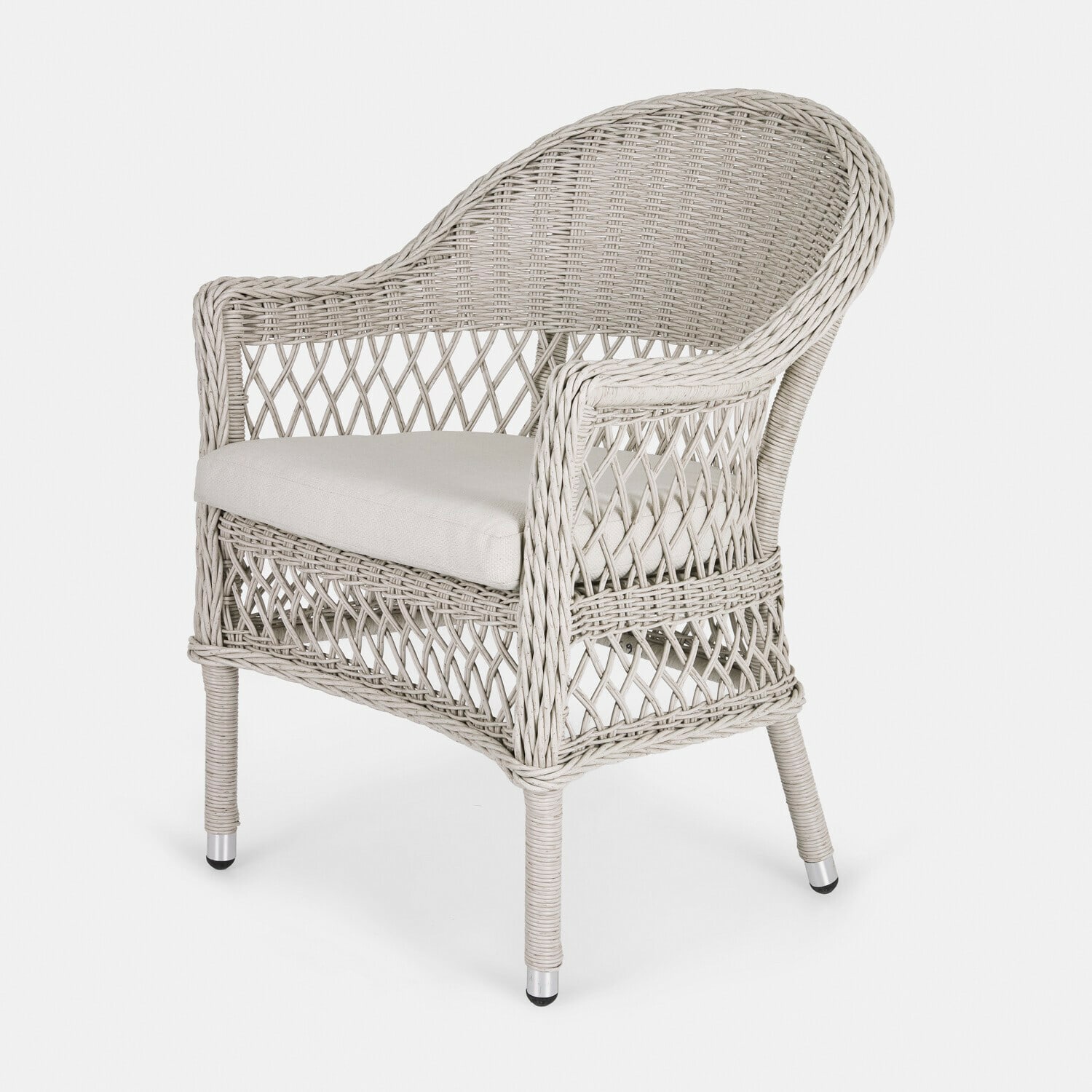 Chaise Solavine Fauteuil en rotin clair avec coussin crème, parfait pour salon ou jardin, meuble de détente élégant