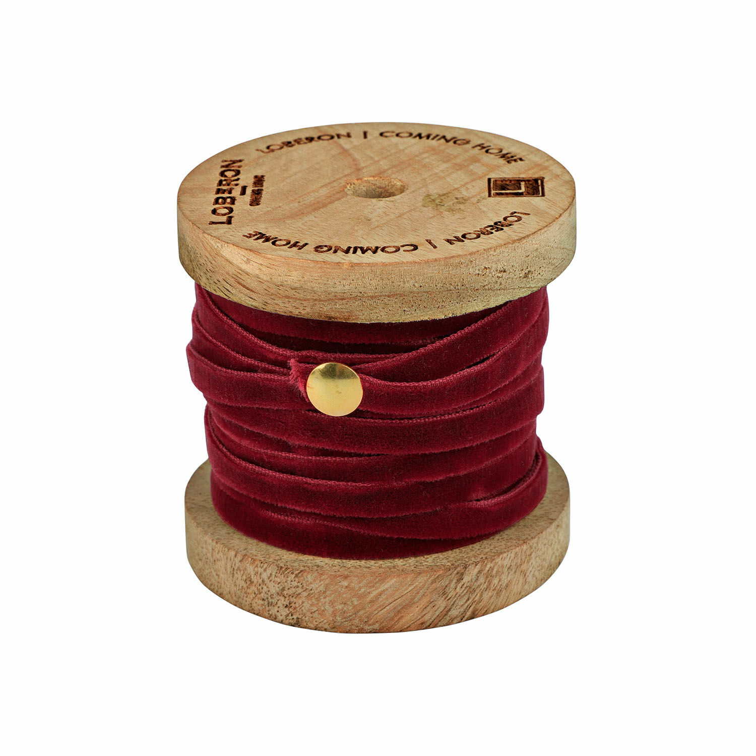 rouge Ruban en velours rouge Olessa sur bobine en bois, ruban décoratif pour artisanat et cadeaux