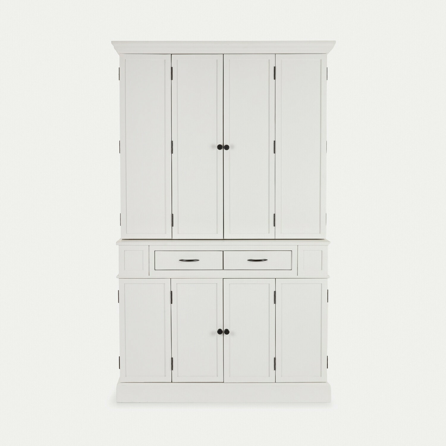 Armoire Lydia Armoire blanche en bois avec quatre portes et deux tiroirs pour rangement dans le salon