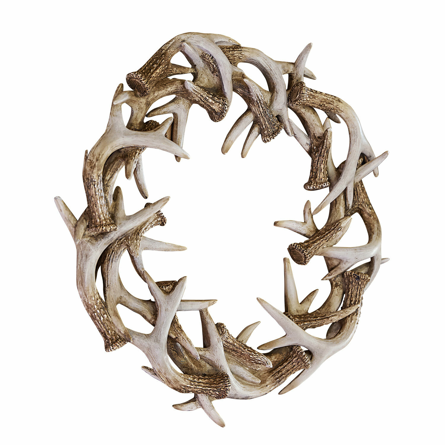 Couronne Inglewood Couronne décorative en imitation bois de cerf beige et marron pour décoration intérieure rustique