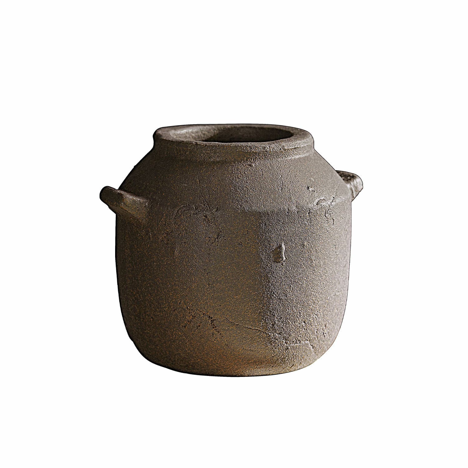 Vase Saintevoux Vase en céramique marron avec deux anses au style rustique pour décoration intérieure