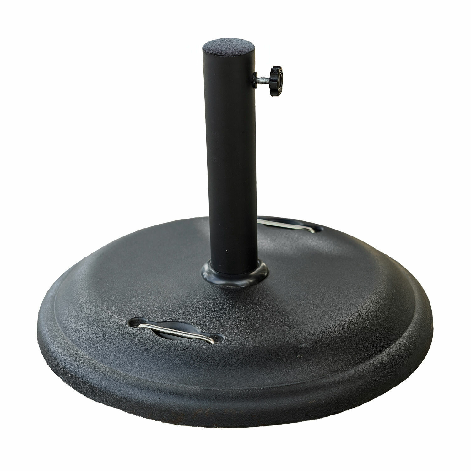 Pied pour parasol Yarra Base de parasol noire en métal avec support réglable et emplacement pour poids