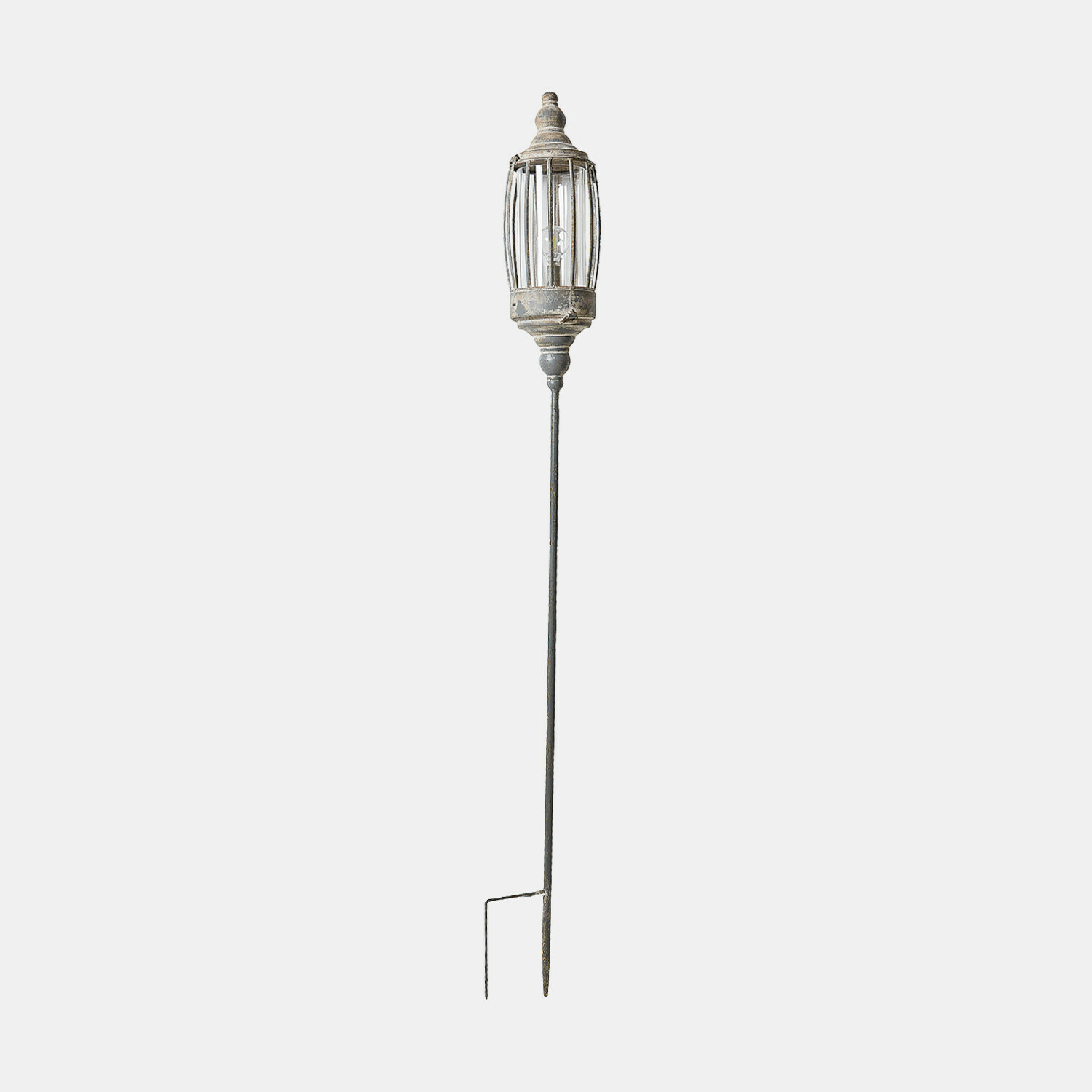 gris vieilli Lanterne LED rechargeable Lagia en métal couleur gris antique avec piquet pour jardin extérieur