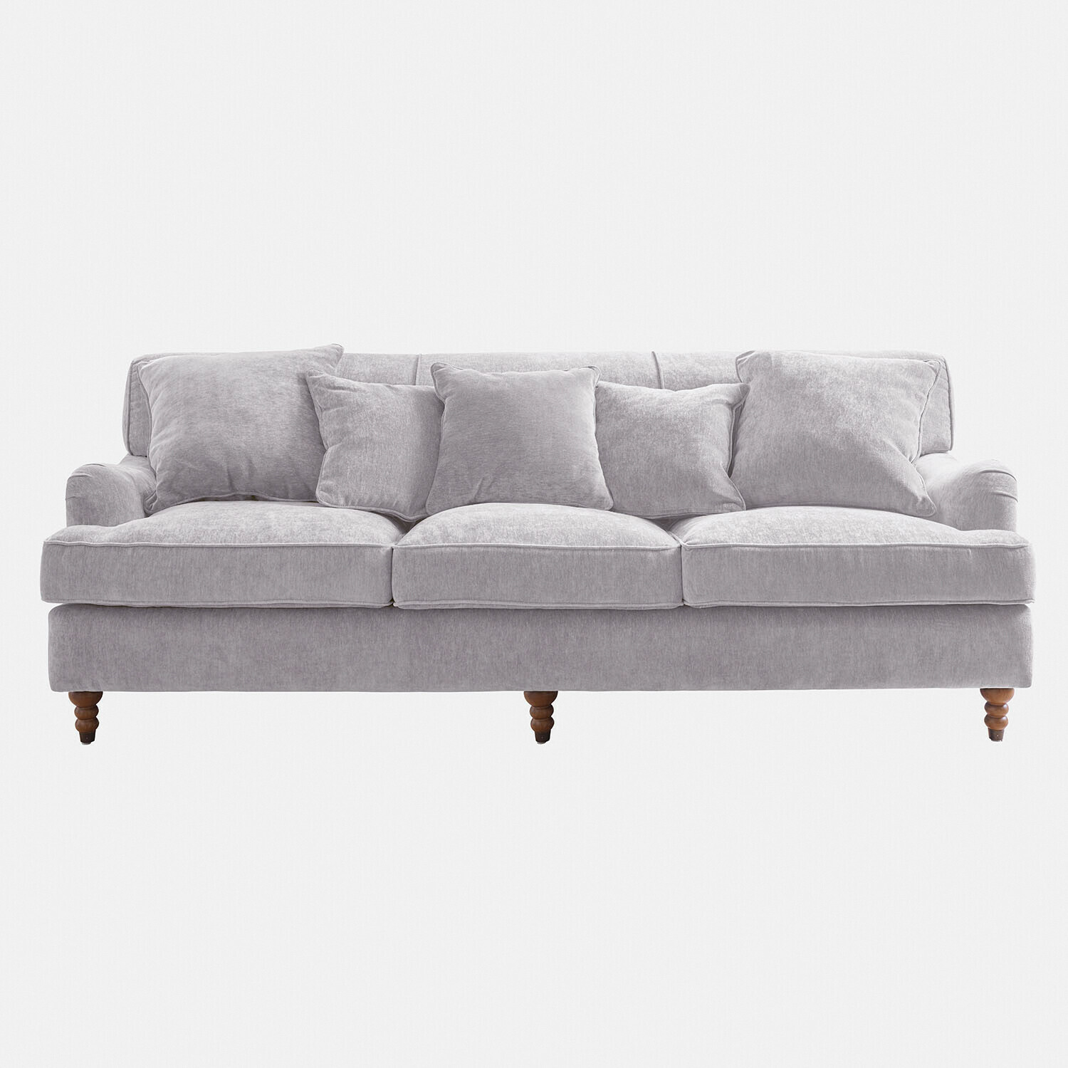 gris Canapé Isa gris en tissu avec coussins moelleux et pieds en bois pour salon confortable