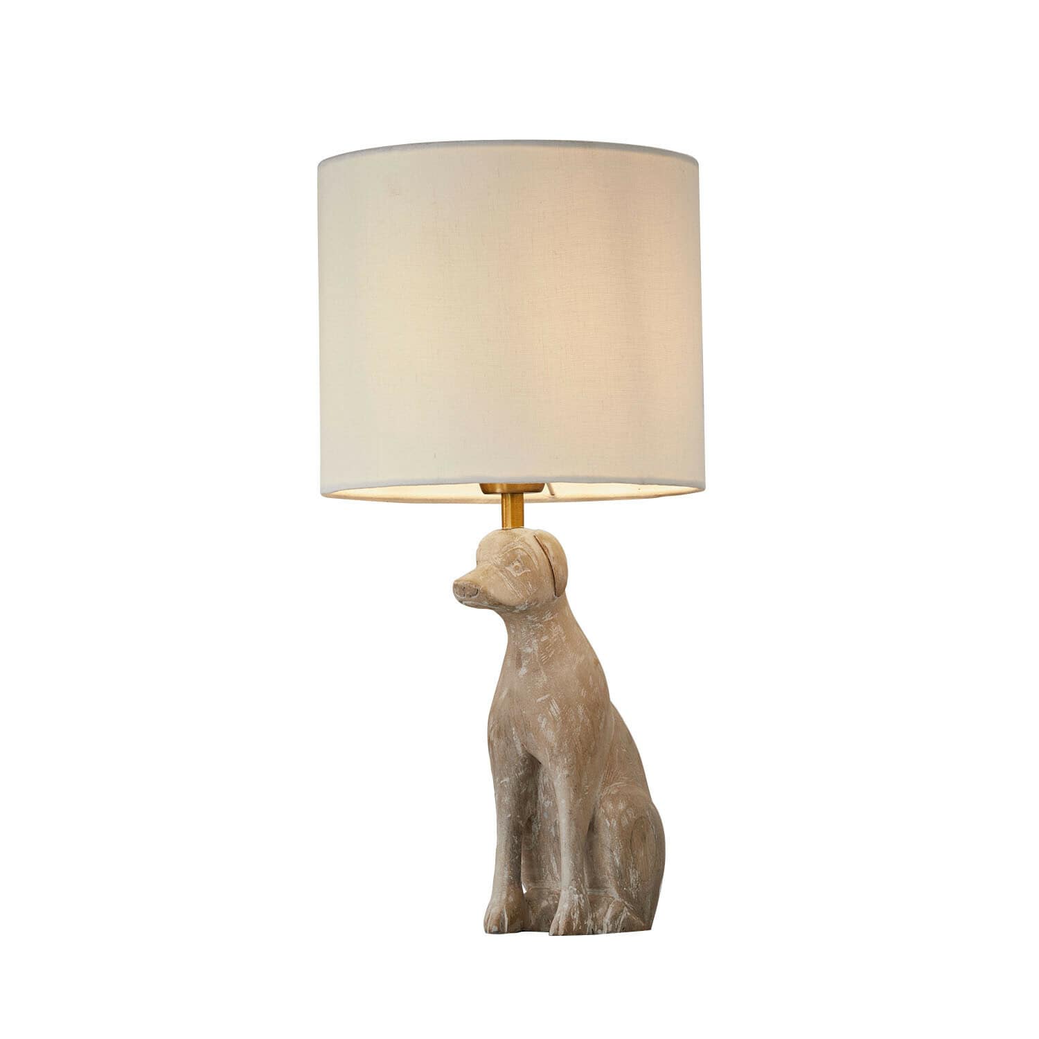 Lampe à poser Calvix Lampe de table avec base beige en forme de chien et abat-jour crème, décoration intérieure