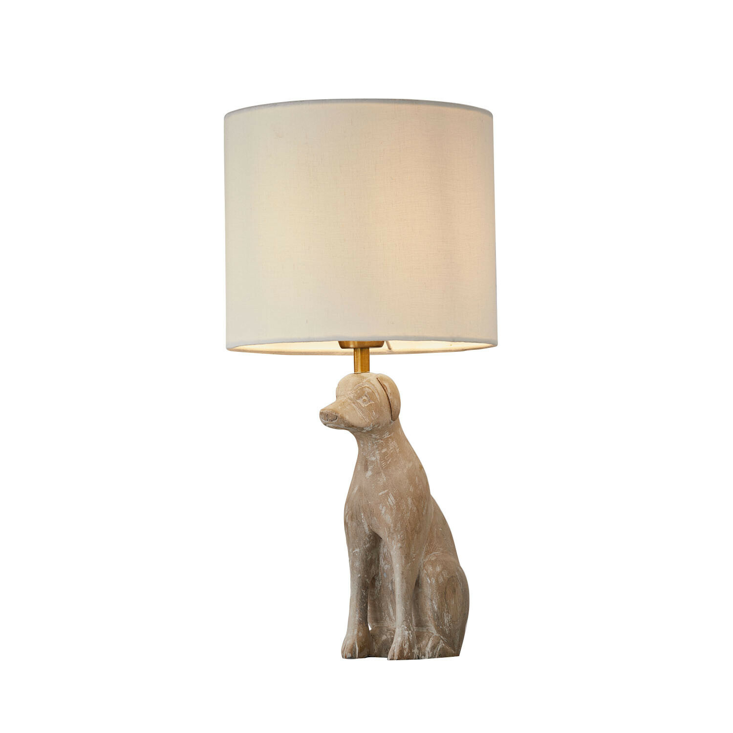 Lampe à poser Calvix Lampe de table avec base beige en forme de chien et abat-jour crème, décoration intérieure