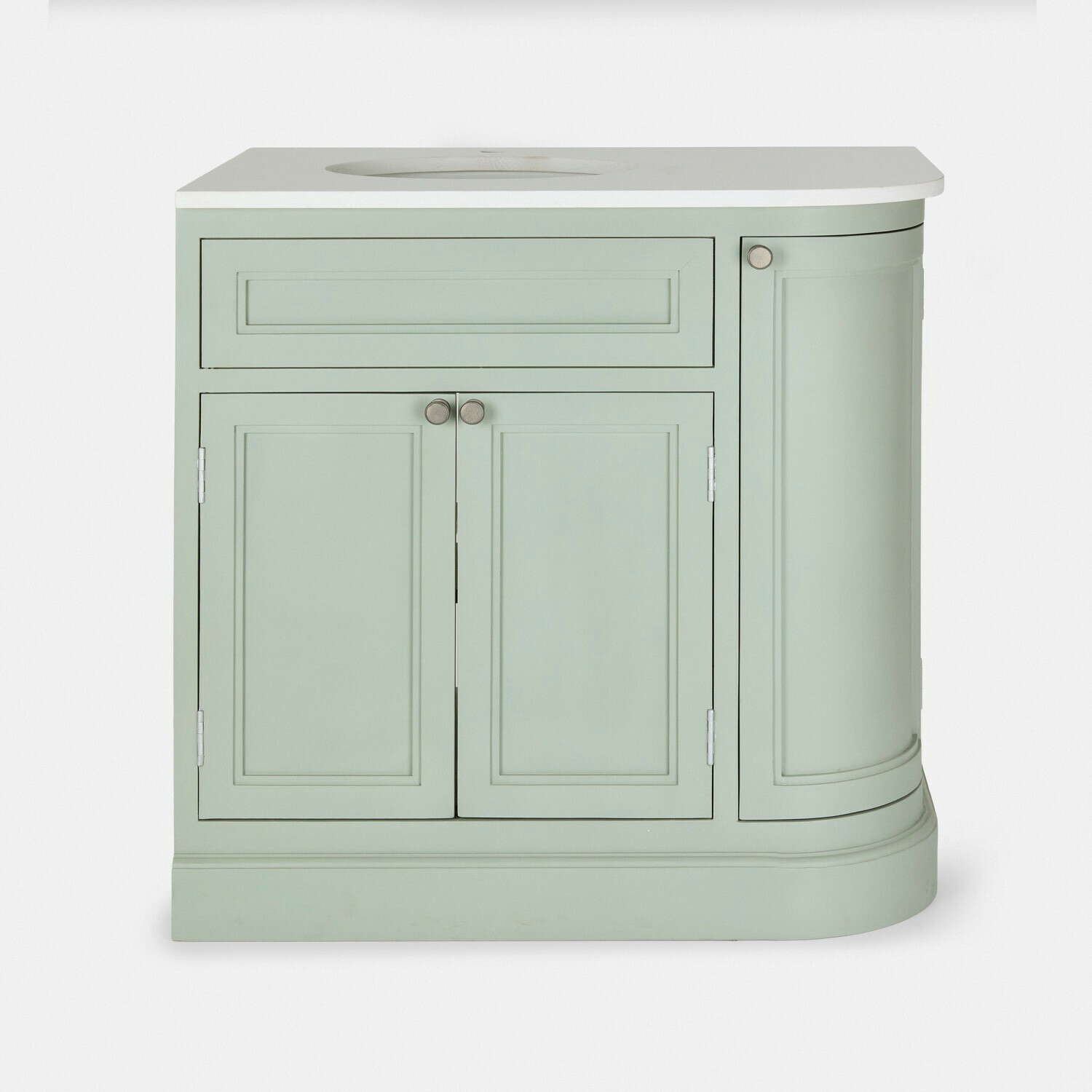 Meuble et vasque Léonvelle Meuble de salle de bain en bois vert avec plan blanc et emplacement pour lavabo, style classique