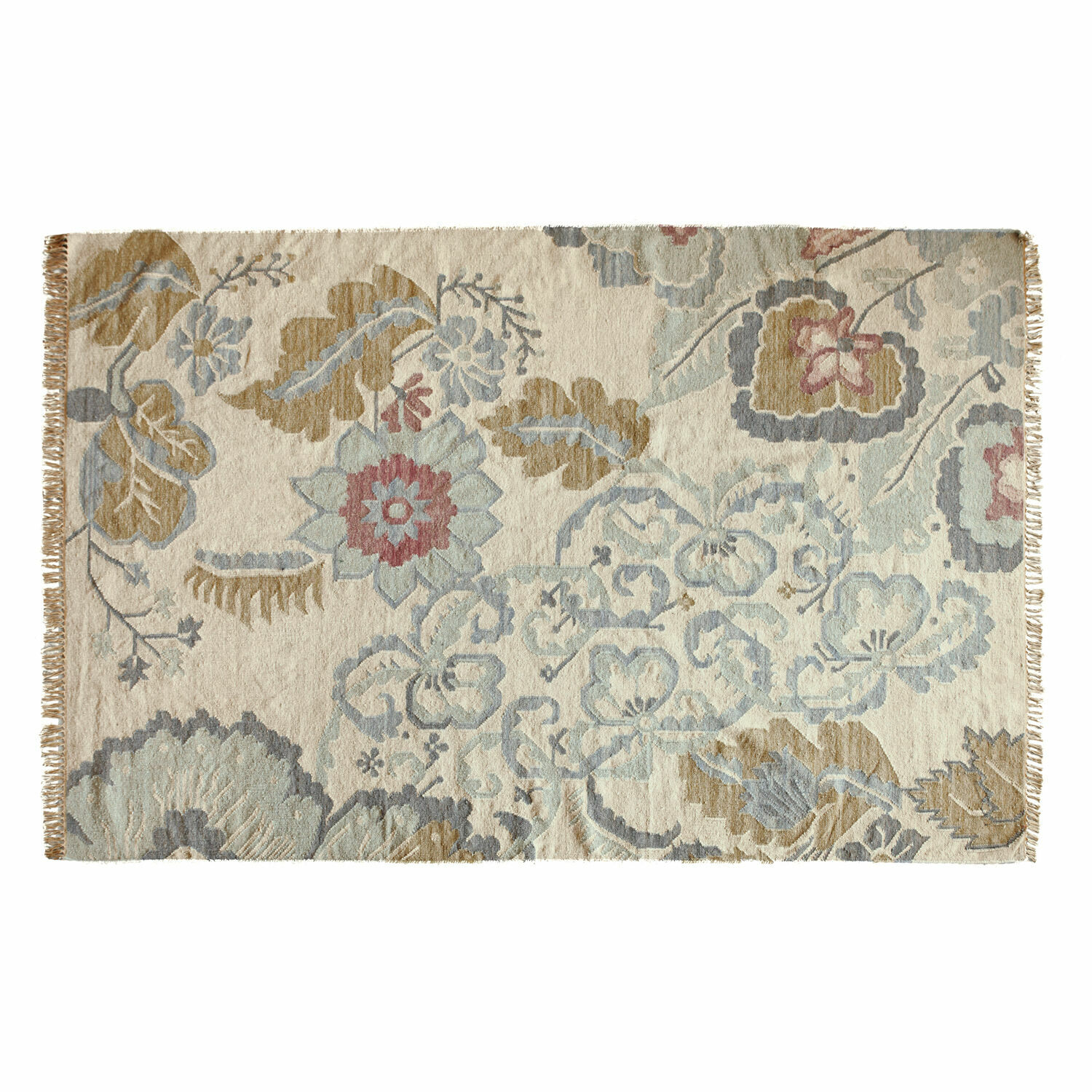 Tapis Sussex Tapis décoratif avec motif floral en tons beige, bleu et marron, tissu doux pour intérieur élégant