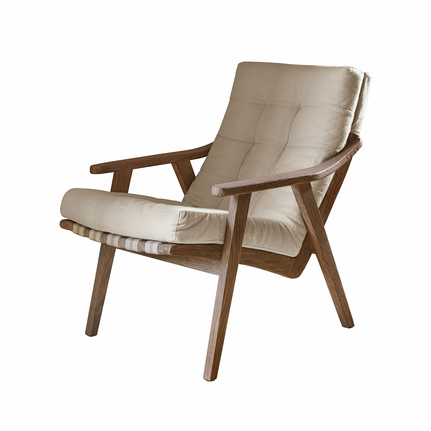 Fauteuil Rothwick Fauteuil en bois avec coussin beige rembourré, siège confortable pour salon