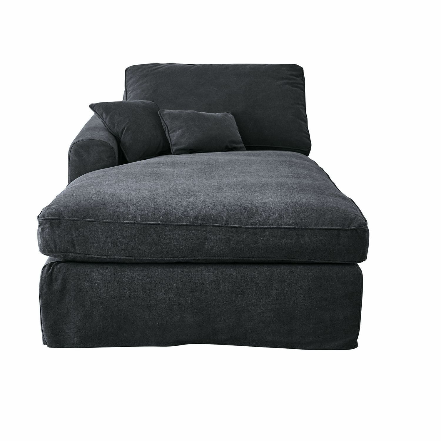 gris foncé Chaiselongue Seaford en tissu gris foncé, canapé confortable et élégant pour salon moderne