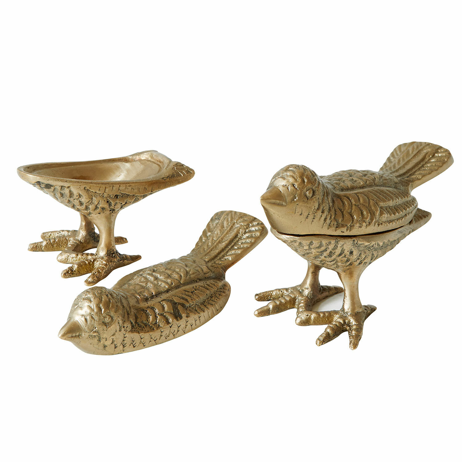 Lot de 2 oiseaux décoratifs Fairydell Boîte décorative en métal doré en forme d'oiseau avec couvercle ouvrant, accessoire de décoration