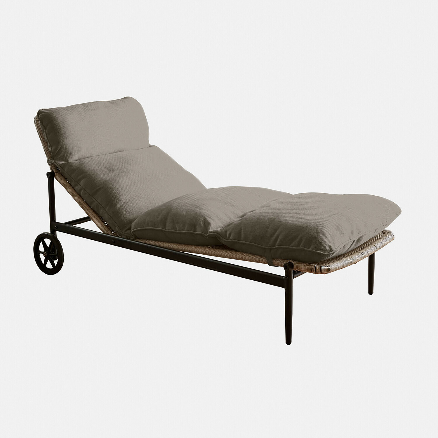 marron/gris Chaise longue Langforda en métal brun avec coussins gris, mobilier de jardin confortable