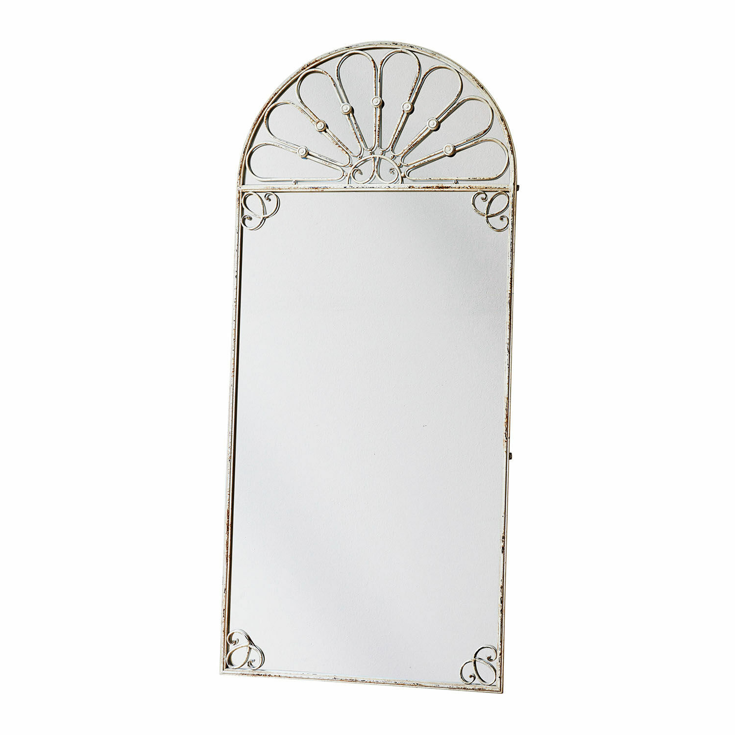 Miroir Morpheus Miroir rectangulaire avec cadre en métal blanc vieilli et décor en arc élégant