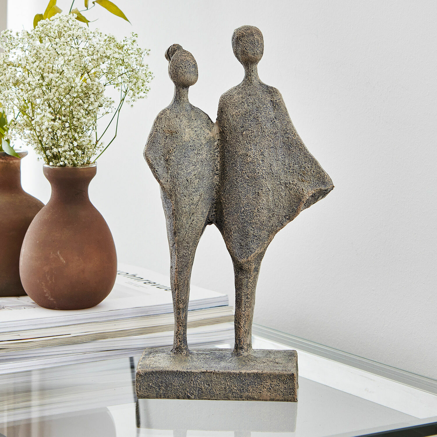 Sculpture Teslin Sculpture décorative en bronze représentant deux figures debout côte à côte sur un socle