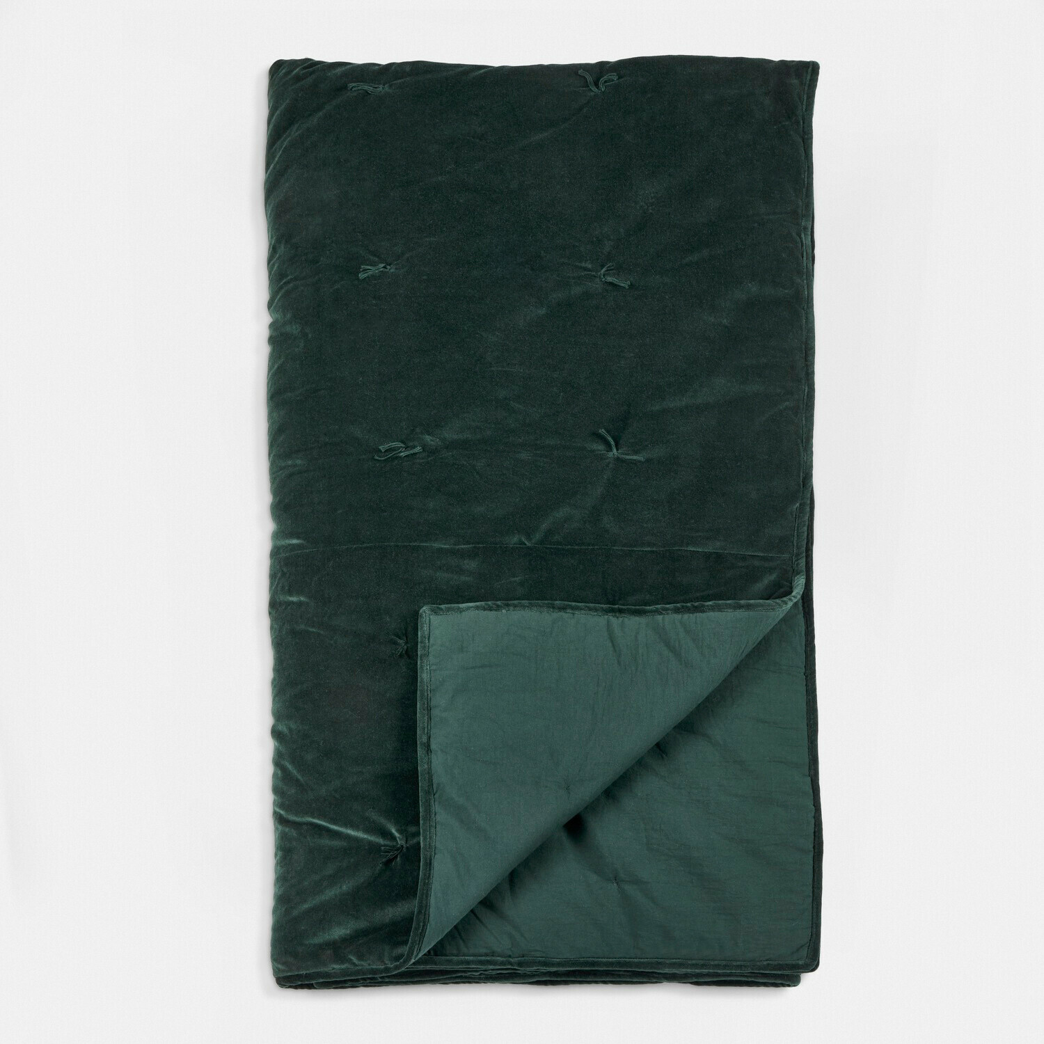 Courtepointe Orélisse Plaid vert en velours doux avec matelassage, parfait pour une décoration intérieure chaleureuse