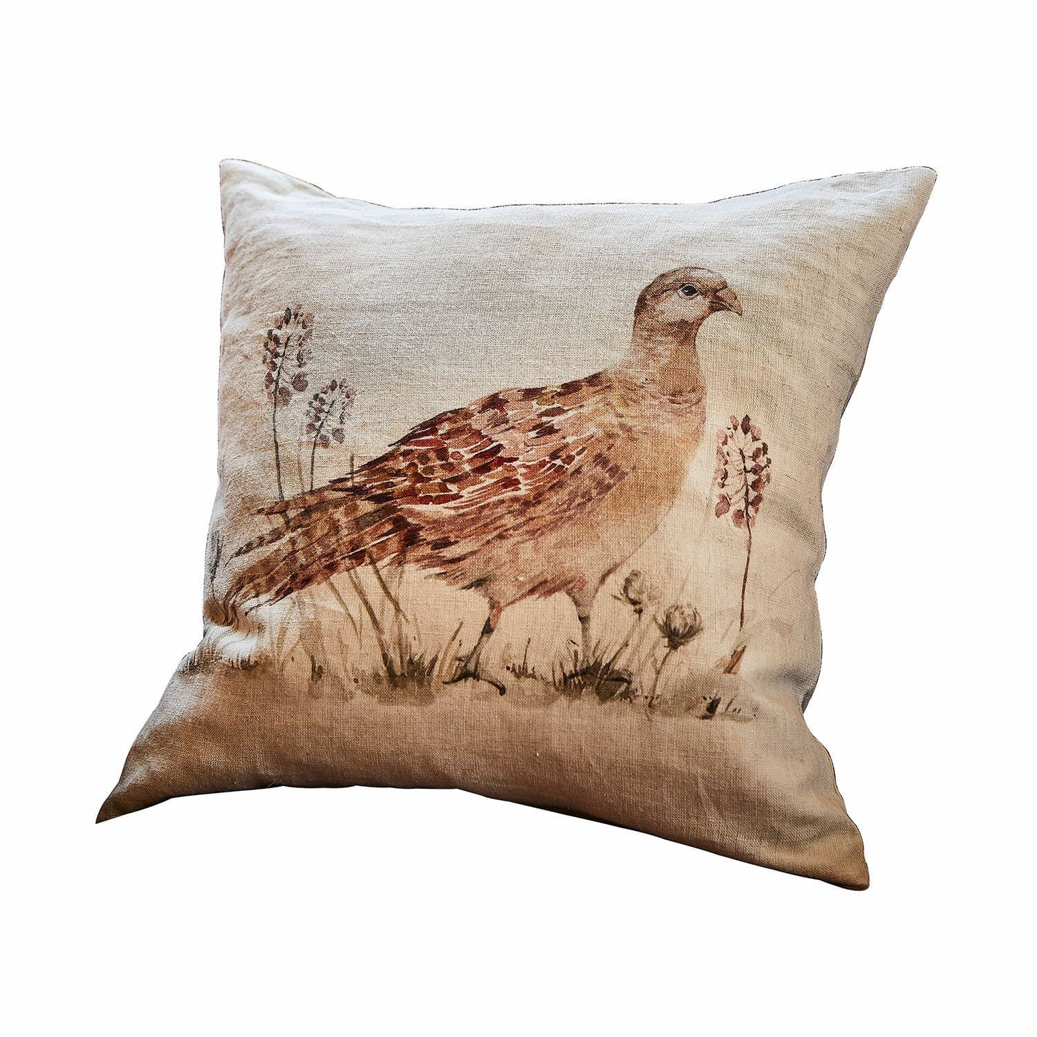 Housse de coussin Vivoso Coussin décoratif en lin beige avec impression d'oiseau et plantes, textile pour salon