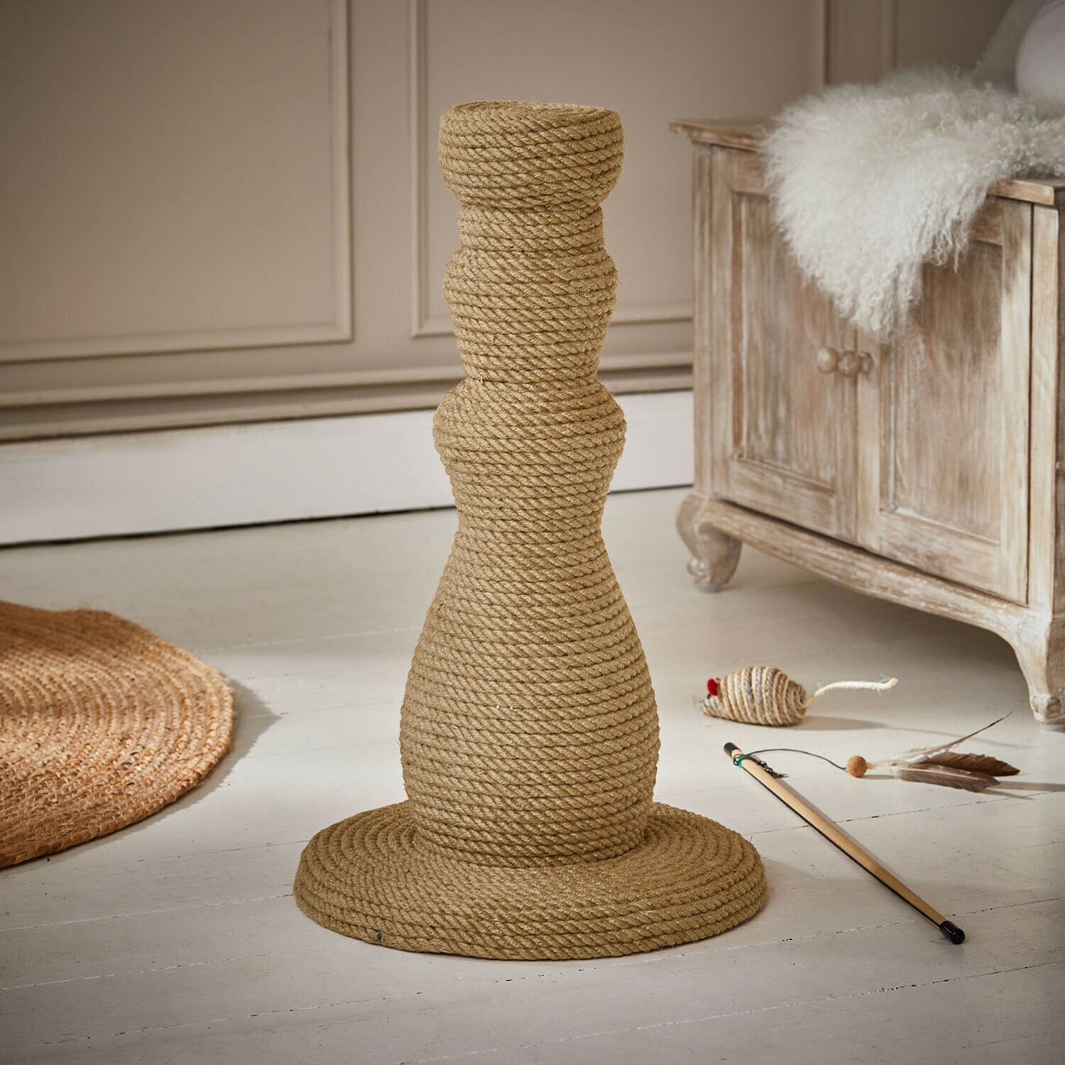 Griffoir Florévine Griffoir pour chat en corde naturelle beige, accessoire durable et décoratif pour intérieur