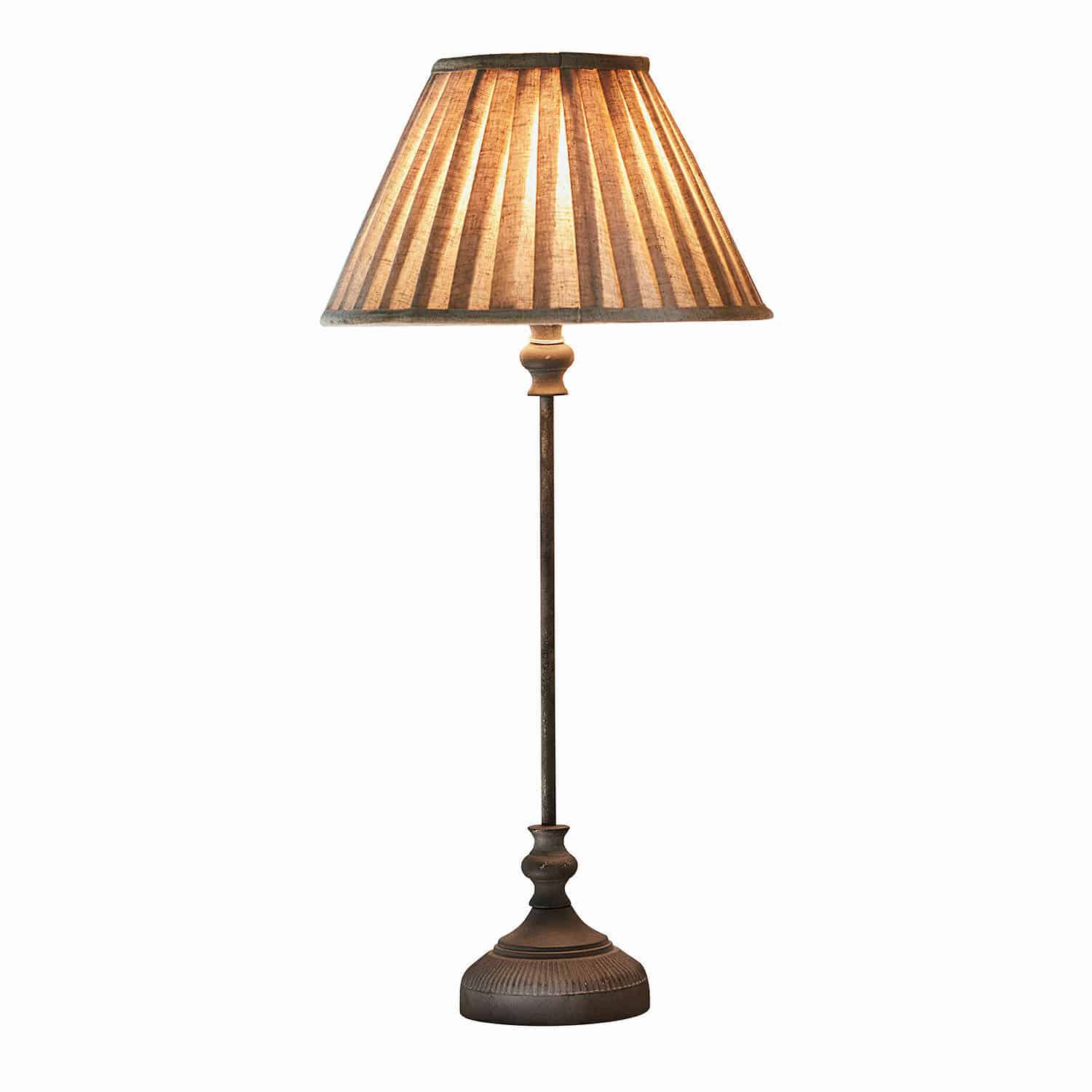 Lampe à poser Ponsardin Lampe de table avec base en métal et abat-jour beige, éclairage décoratif pour salon