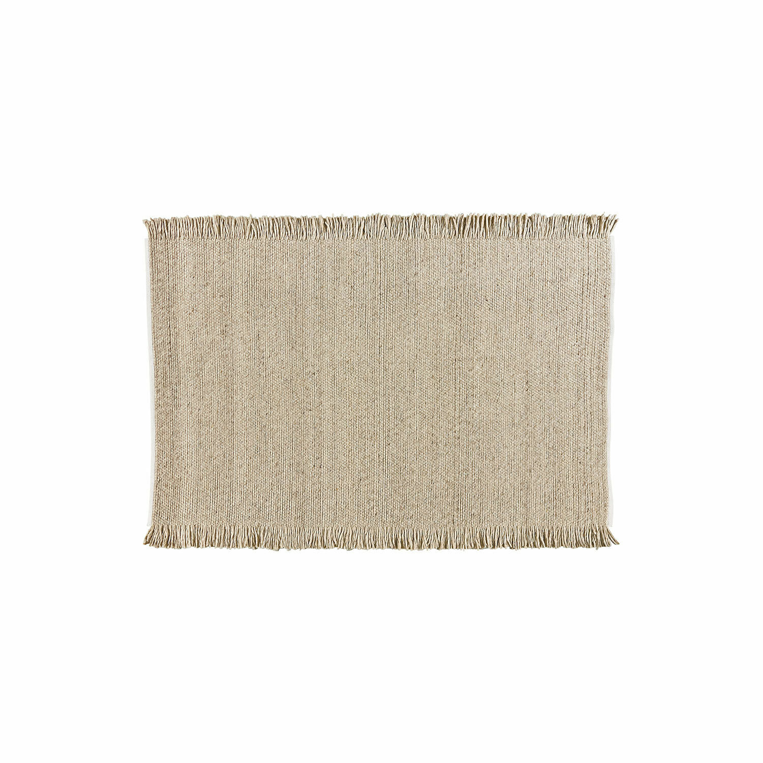 Tapis Levraut Tapis beige avec franges en matériau naturel, parfait pour la décoration intérieure et les sols