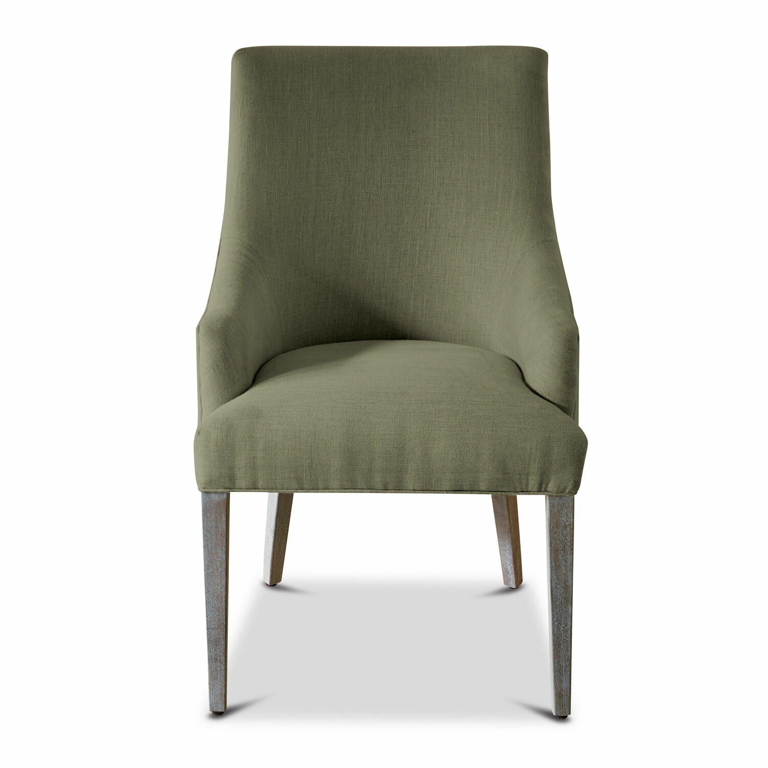 vert Fauteuil Hyeres vert en tissu avec pieds en bois, chaise confortable pour salon moderne