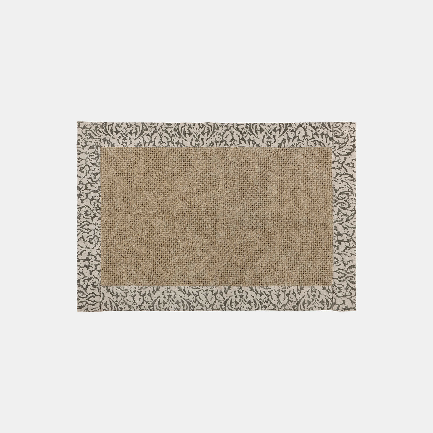 Tapis de bain Falmont Tapis rectangulaire en jute naturelle avec bordure grise décorative, accessoire durable pour la maison