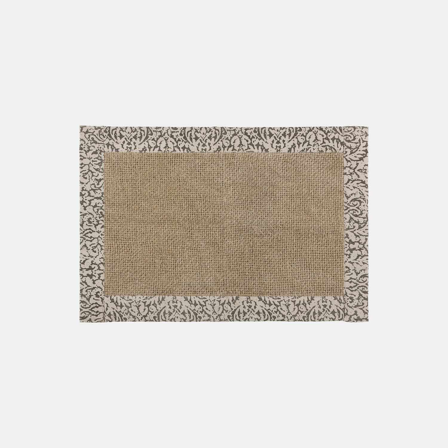 Tapis de bain Falmont Tapis rectangulaire en jute naturelle avec bordure grise décorative, accessoire durable pour la maison