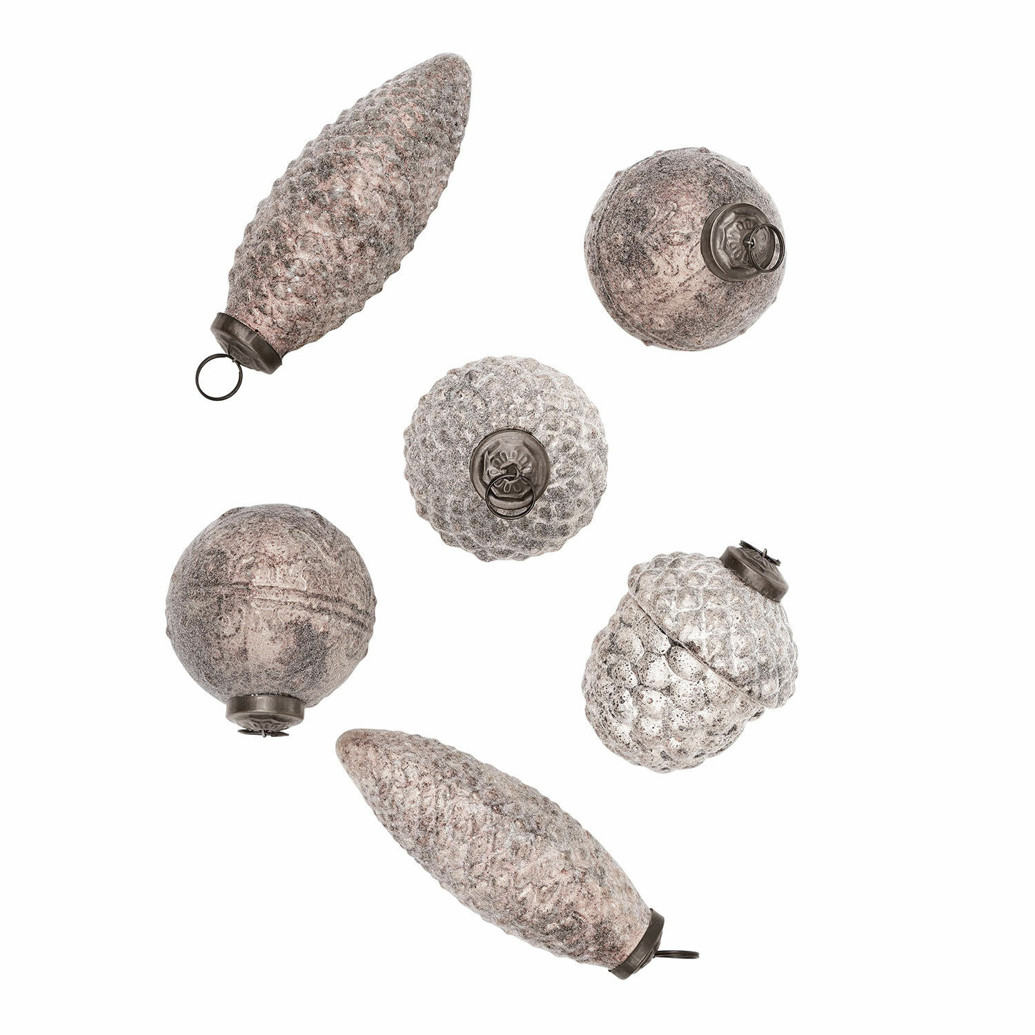 blanc Ensemble de 6 décorations de Noël blanches en forme de pomme de pin pour sapin