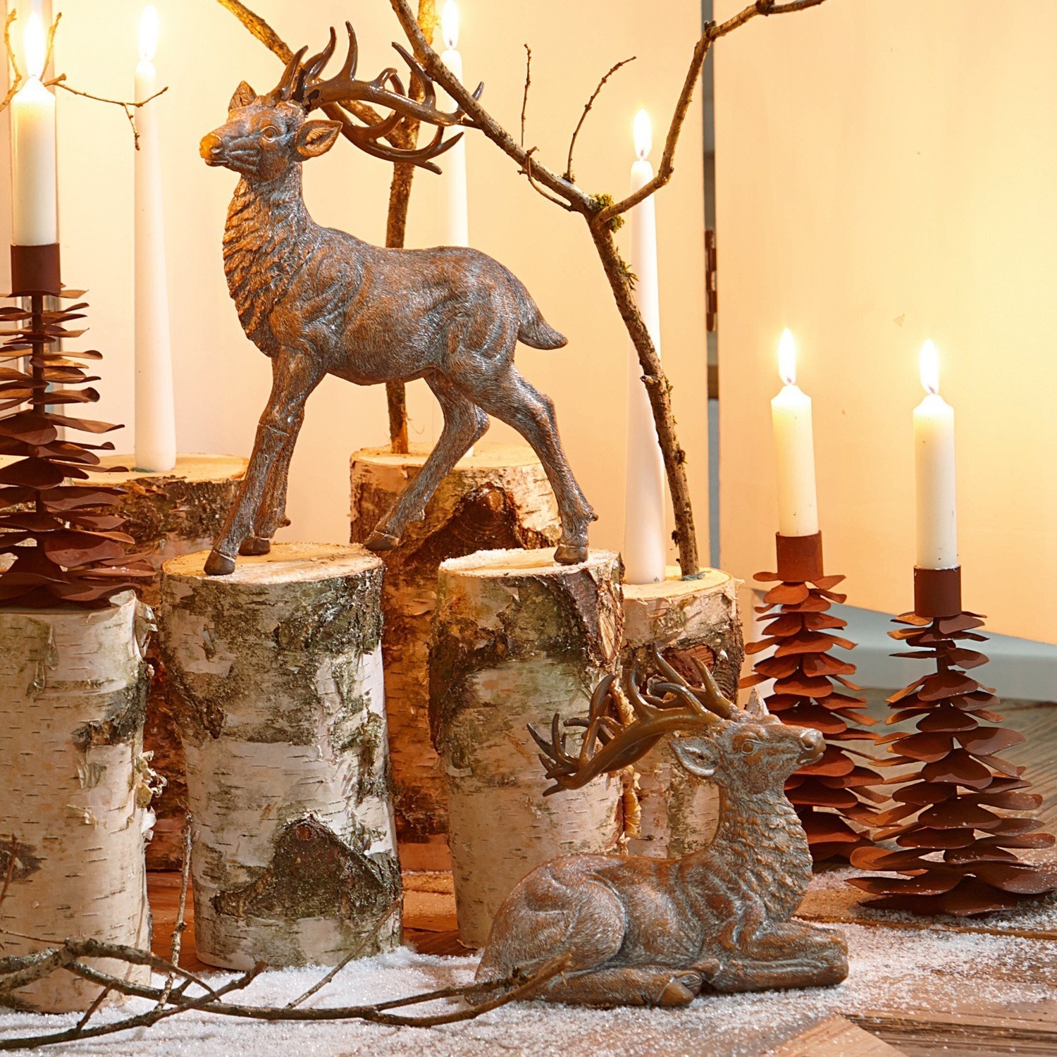 Lot de 2 décorations cerfs Guy & Gustav