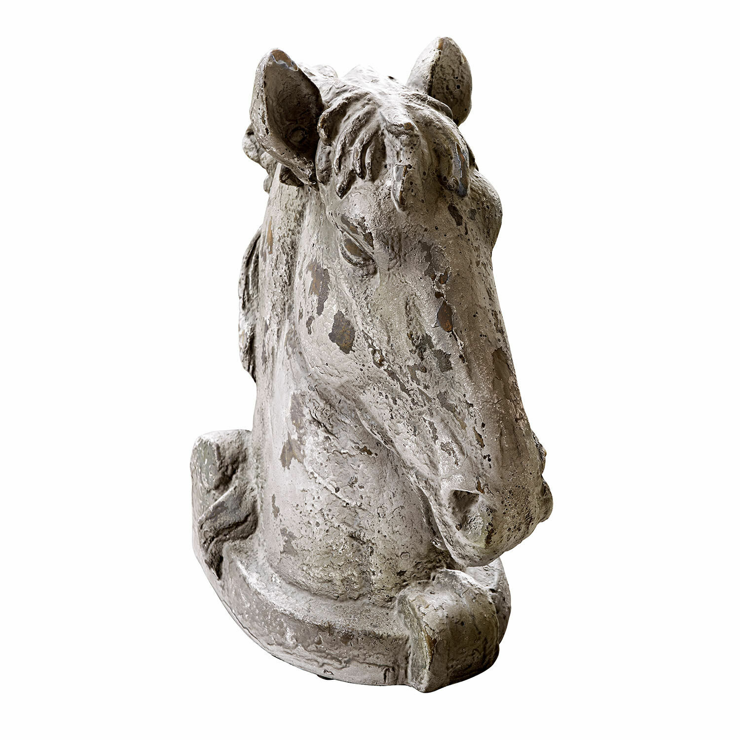 Cheval décoratif Ghenire Sculpture tête de cheval en pierre grise vieillie pour décoration intérieure et extérieure