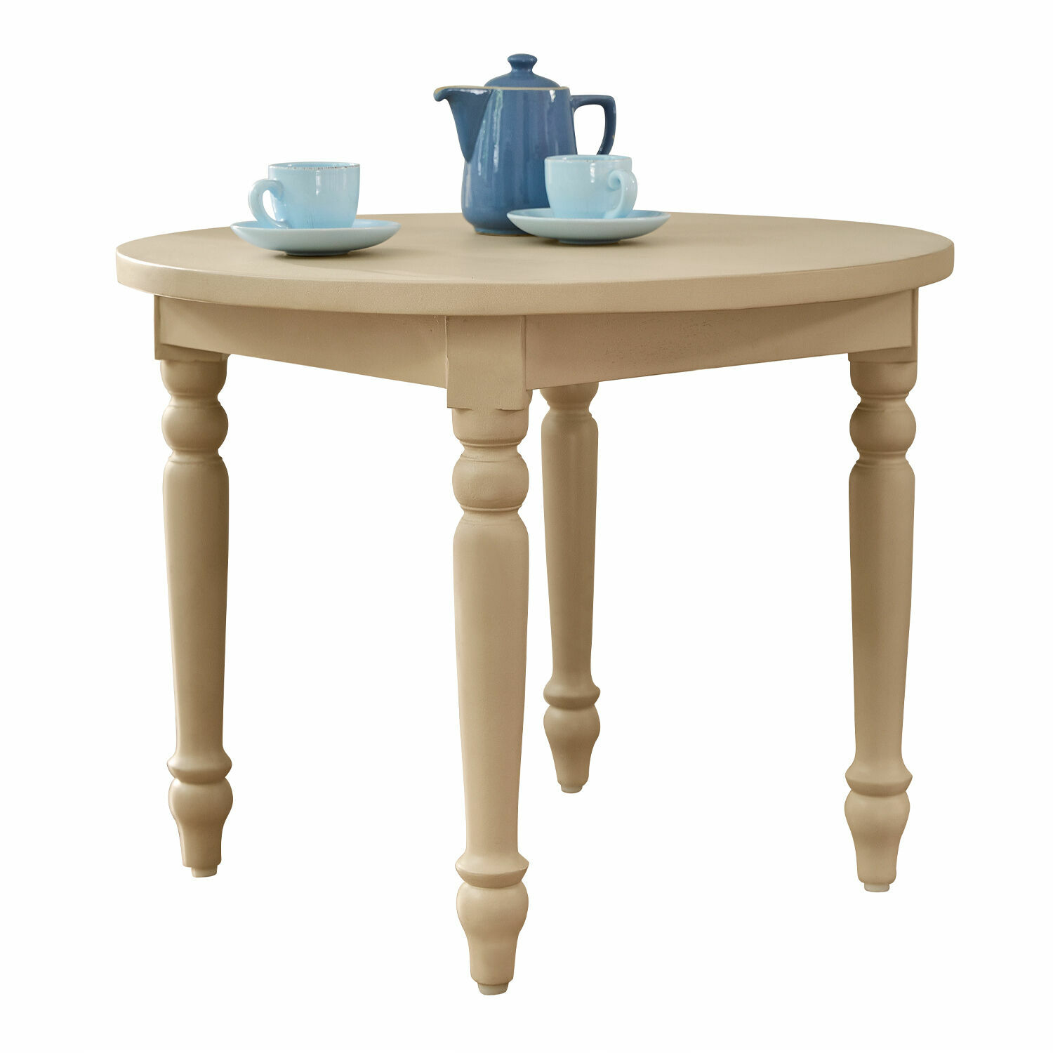 Table pour enfant Sourila Table ronde beige en bois avec pieds sculptés, idéale pour café et thé dans le salon