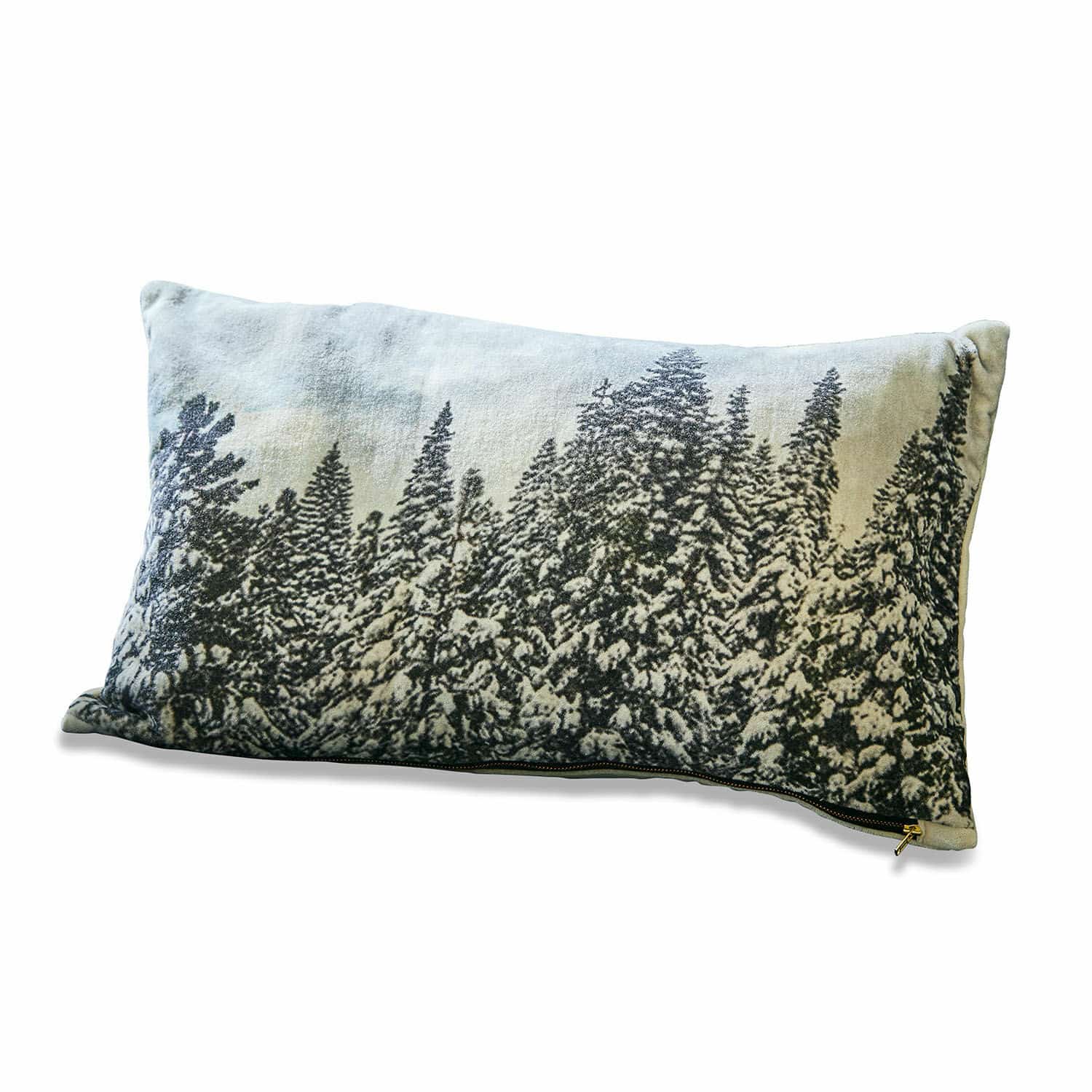 Housse de coussin Silver Creek Coussin rectangulaire avec motif forêt enneigée, tissu doux, décoration intérieure
