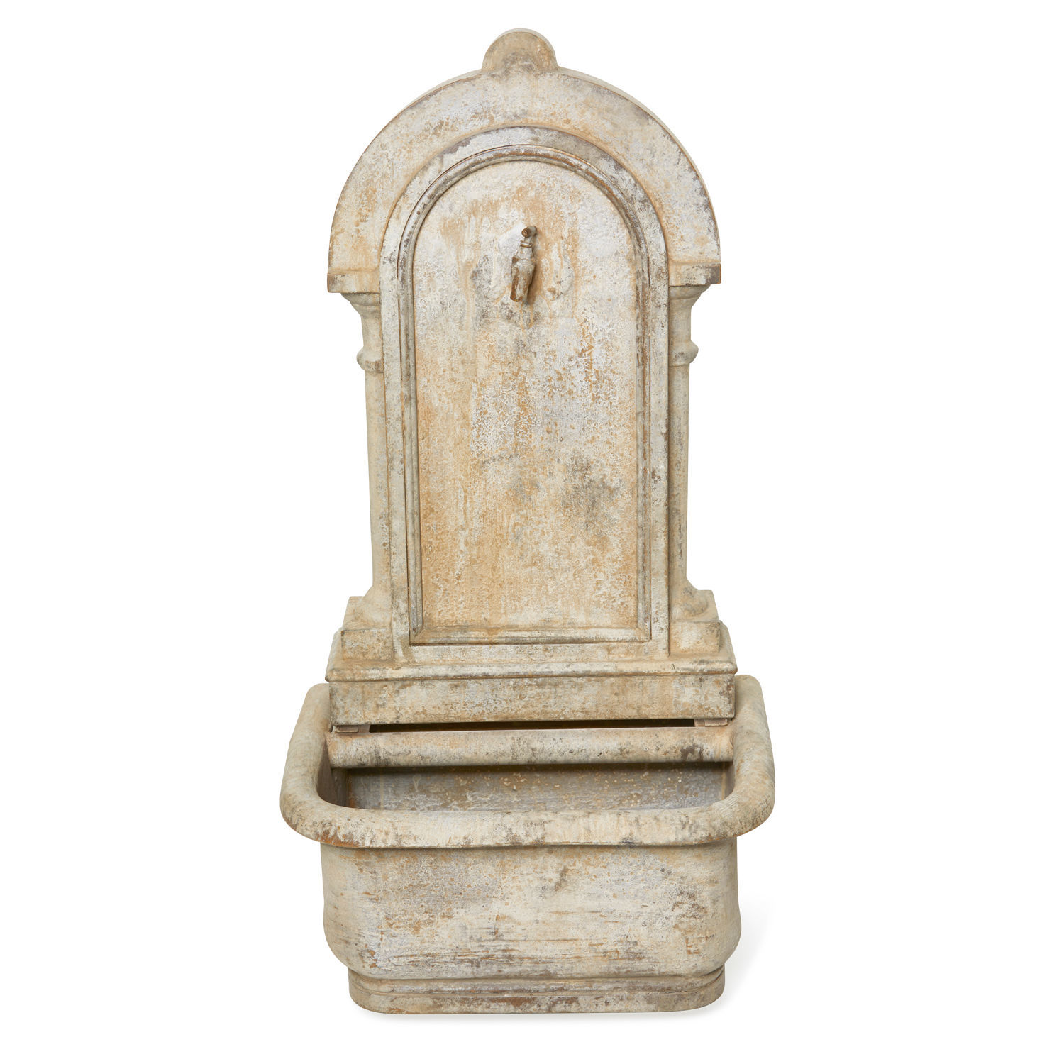 Fontaine murale Ivera Fontaine de jardin décorative en pierre beige, style rustique, élément décoratif extérieur