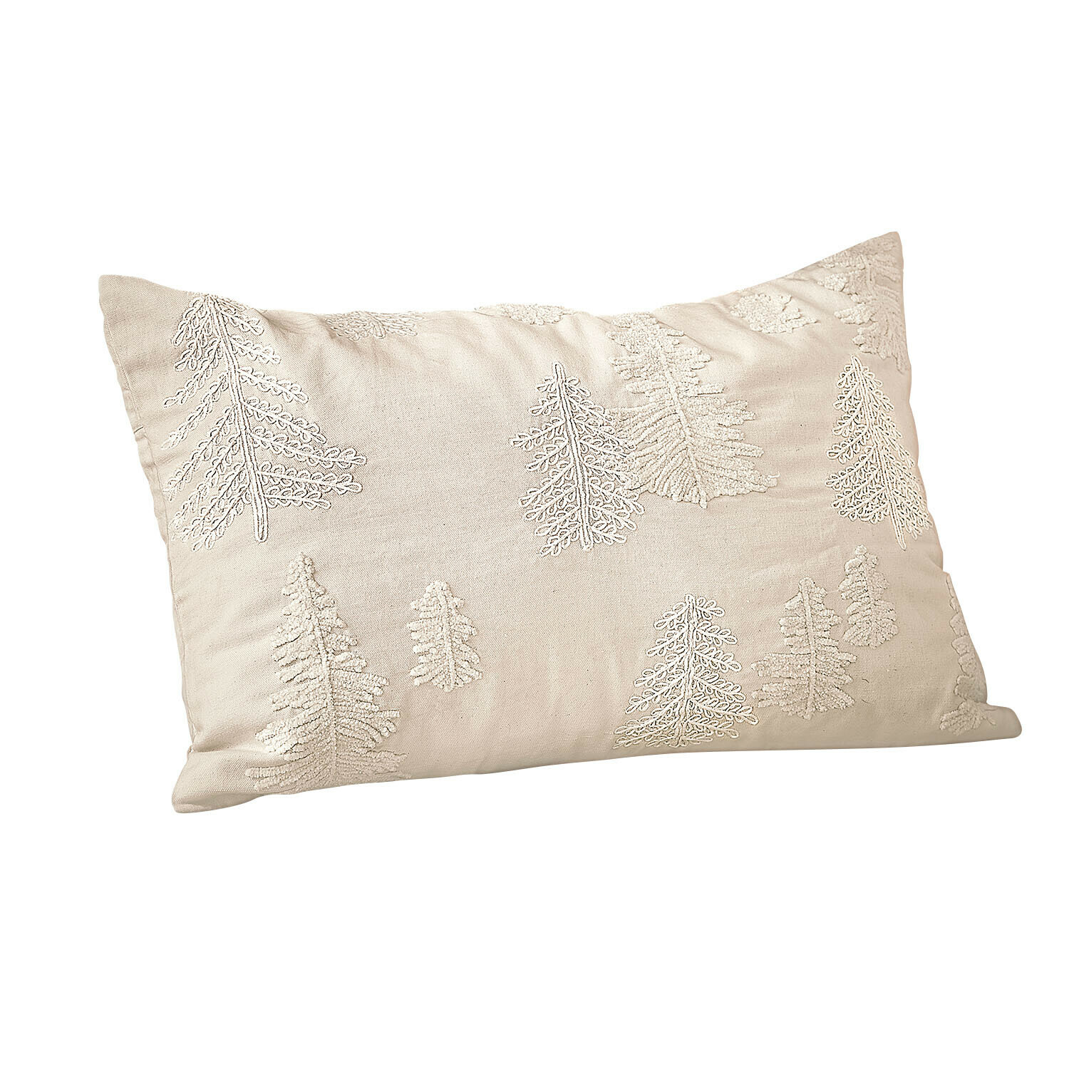 Housse de coussin Finjael Coussin décoratif beige en coton avec motif brodé de feuilles, doux et élégant pour salon