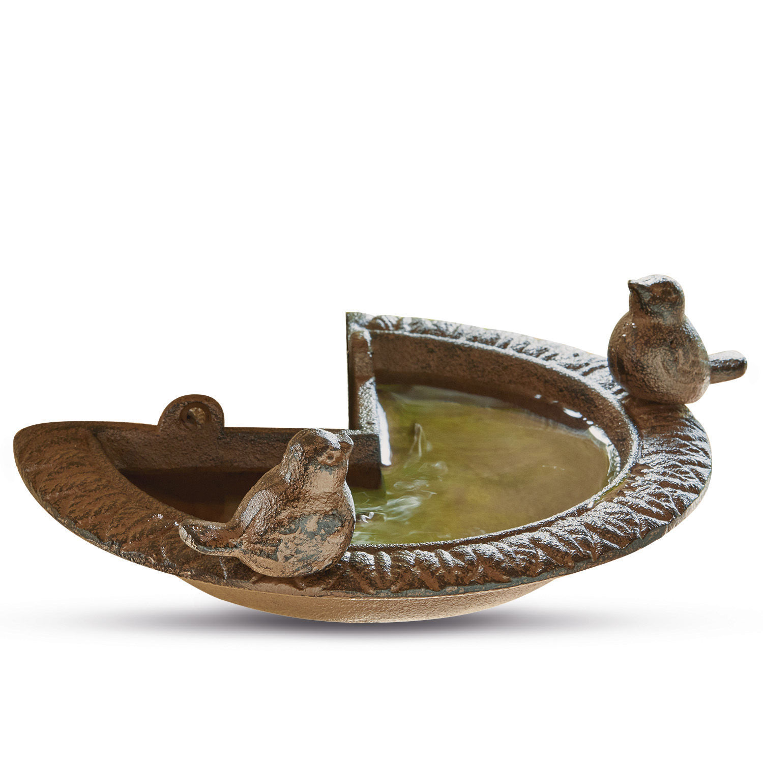 Abreuvoir pour oiseaux Laver Bassin en métal brun avec deux oiseaux décoratifs, accessoire de jardin pratique