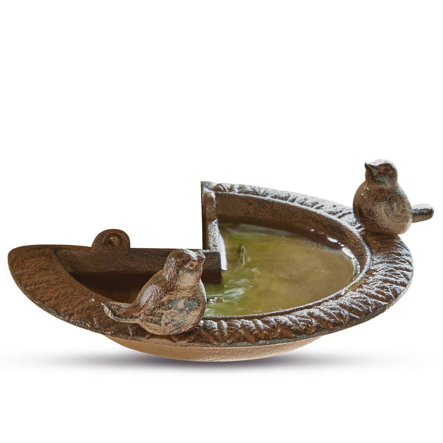 Abreuvoir pour oiseaux Laver Bassin en métal brun avec deux oiseaux décoratifs, accessoire de jardin pratique